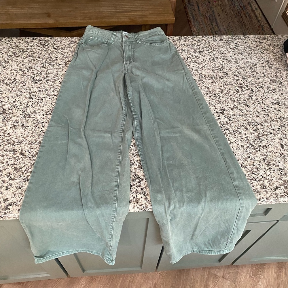 WeWoreWhat Green Wide Leg Jeans